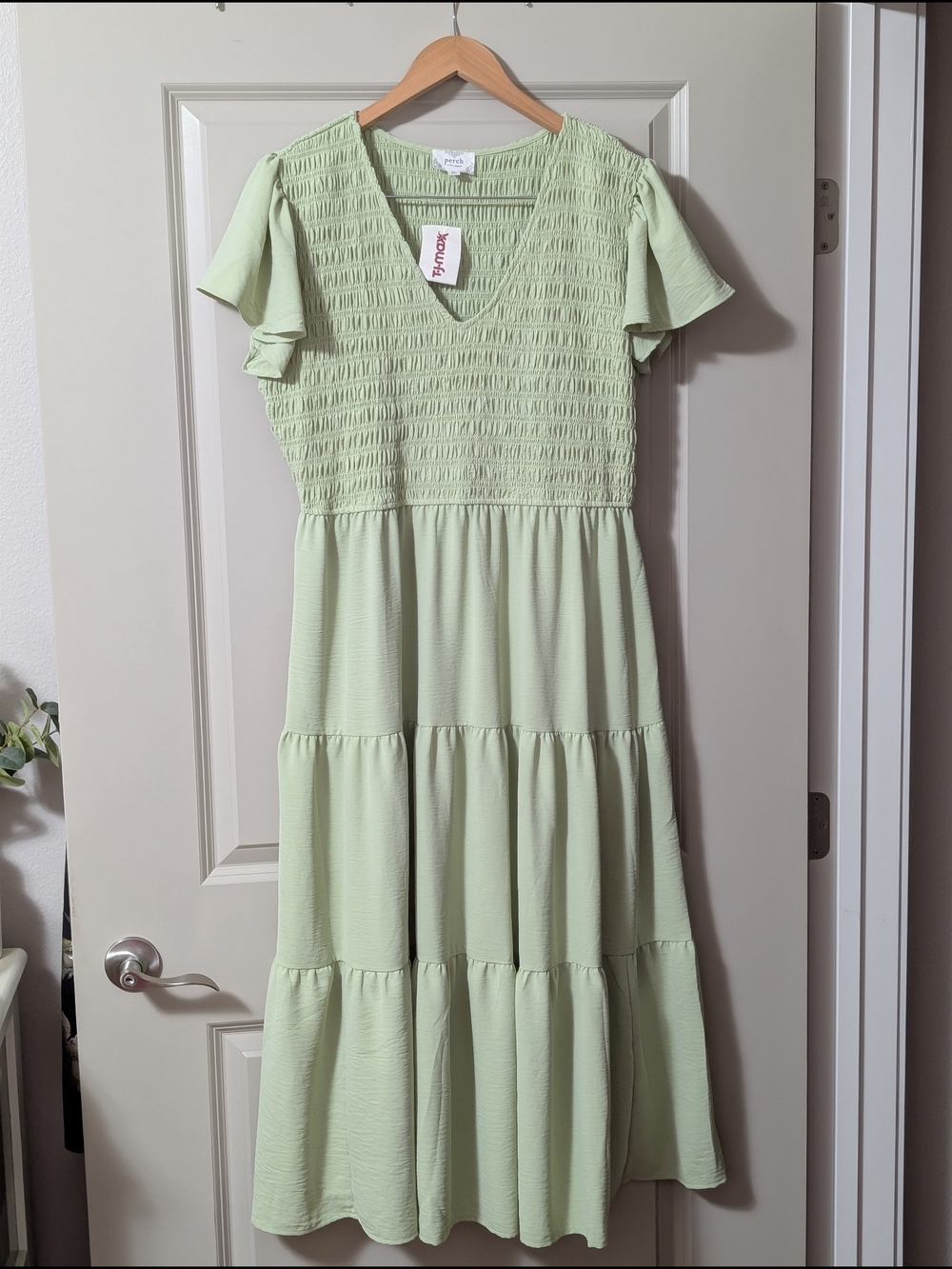 Light MintGreen Smocked Tiered Midi Dress